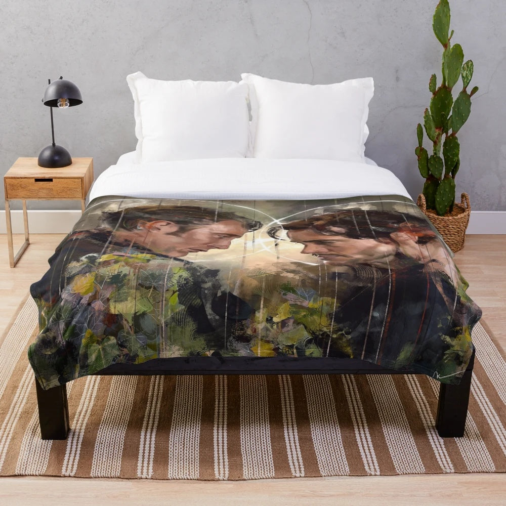 Rare old plant plush blanket with Hannibal Lecter and Will Graham inspired design