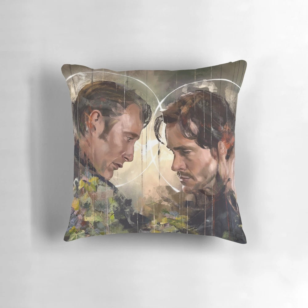 Rare vintage plant pillow featuring a botanical illustration, perfect for Hannibal and Will Graham fans.