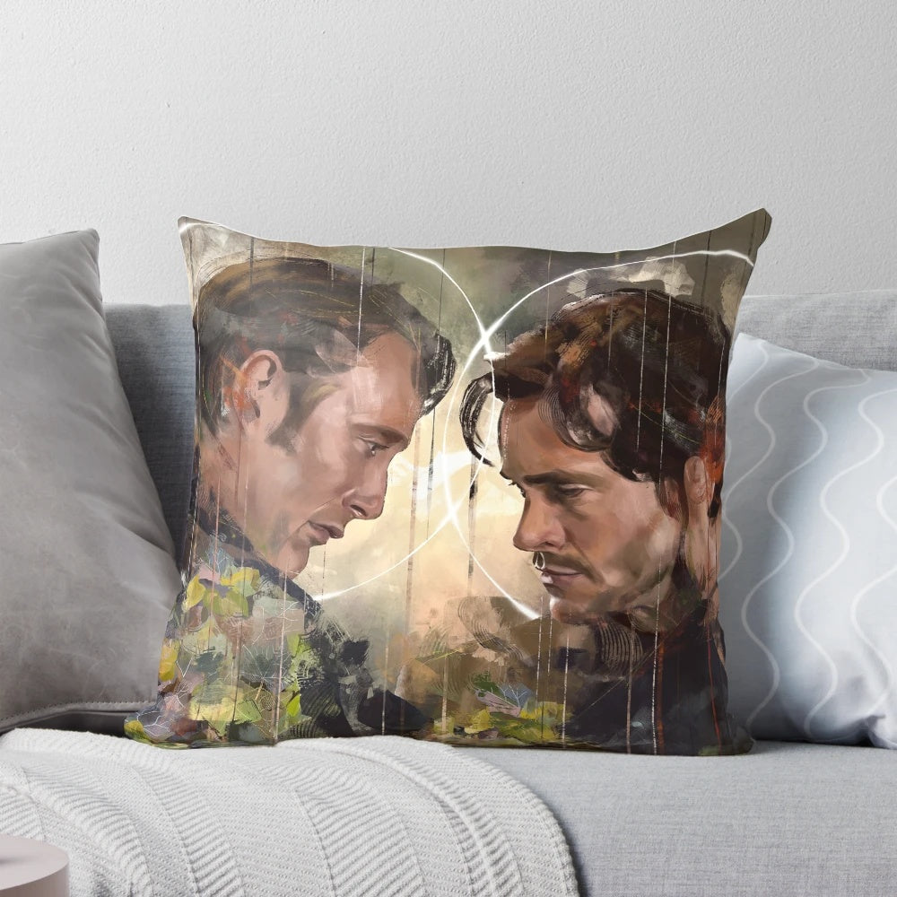 Rare vintage plant pillow featuring a botanical illustration, perfect for Hannibal and Will Graham fans.