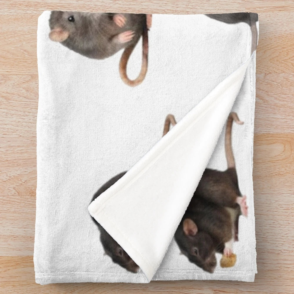 Plush blanket featuring a rat meme design