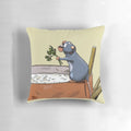 Ratatouille-themed decorative pillow featuring a rat chef character