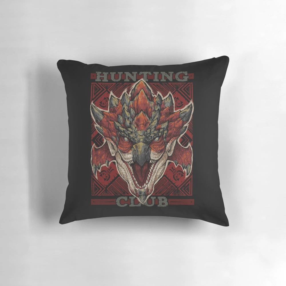 Soft, plush pillow featuring the iconic Rathalos wyvern from the Monster Hunter game series.