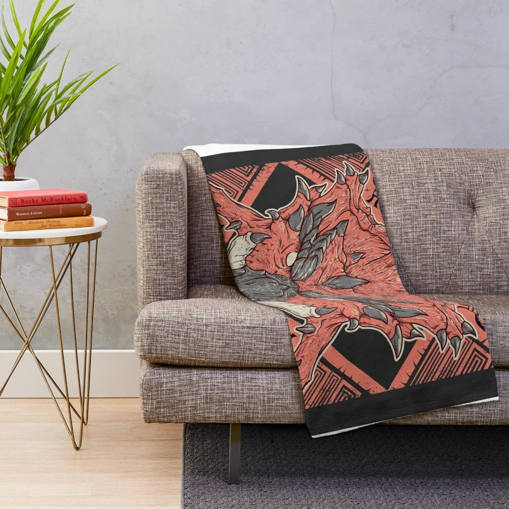 Rathalos-themed plush blanket for Monster Hunter enthusiasts