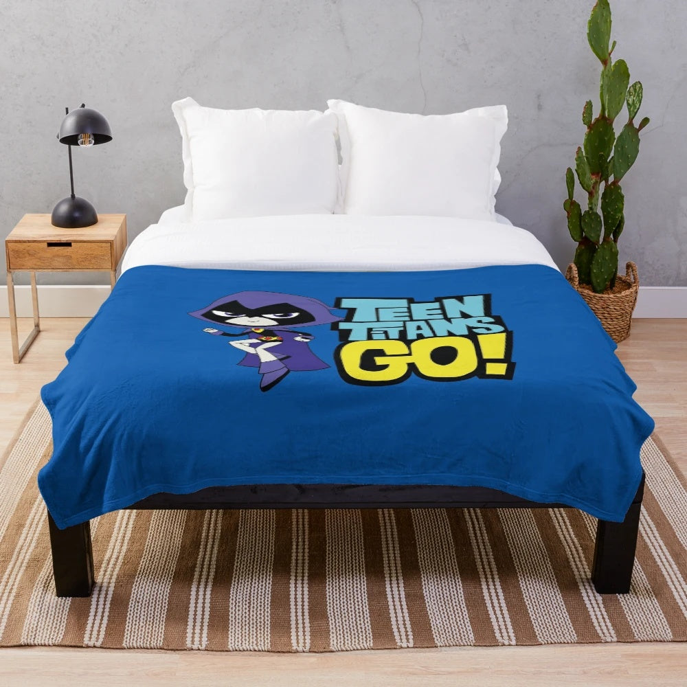 Raven plush blanket with Teen Titans Go character design