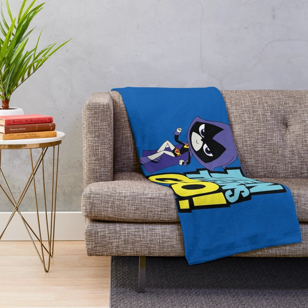Raven plush blanket with Teen Titans Go character design