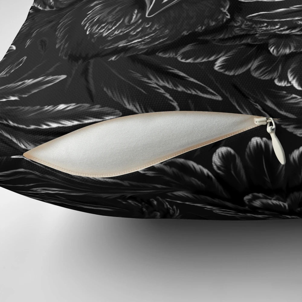Raven Rage Gothic Pillow in a dark, moody design