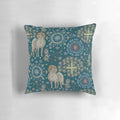 Decorative pillow featuring a vibrant mosaic design inspired by the Byzantine art of Ravenna, Italy.