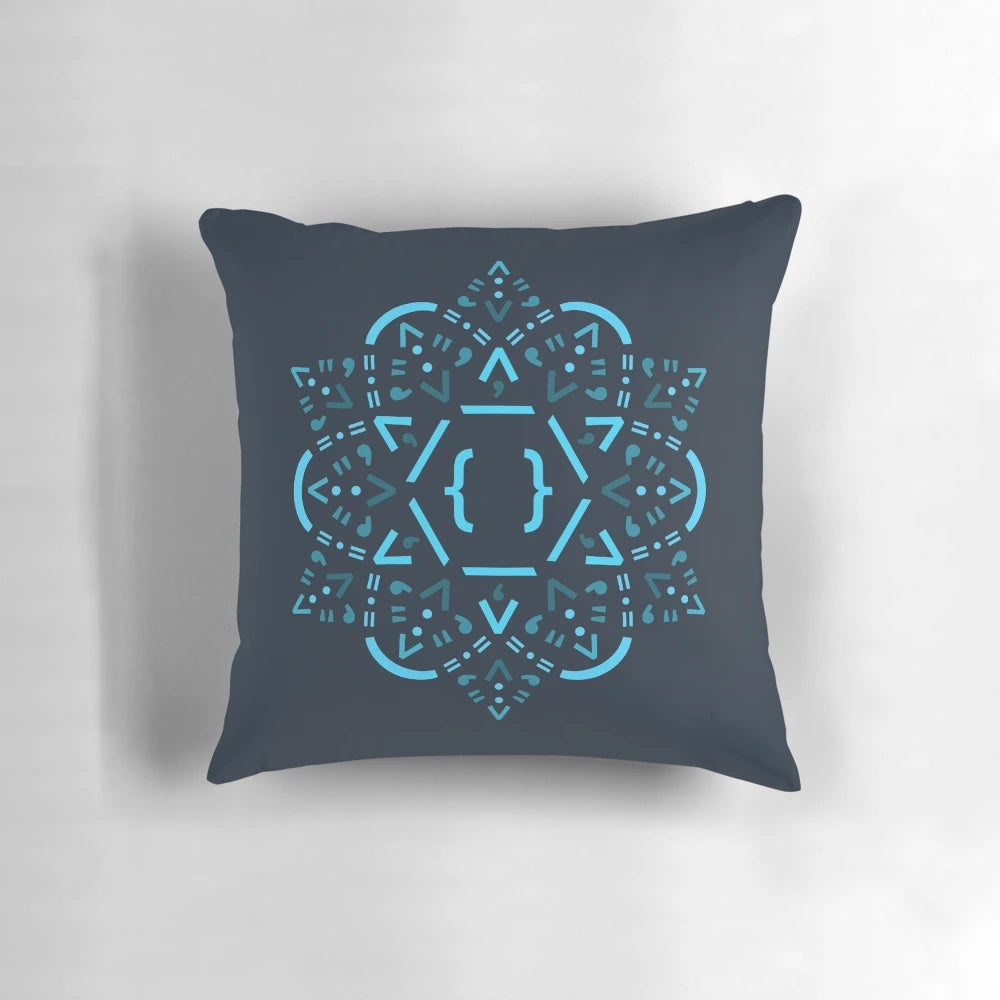 React framework mandala pattern pillow for coders and developers