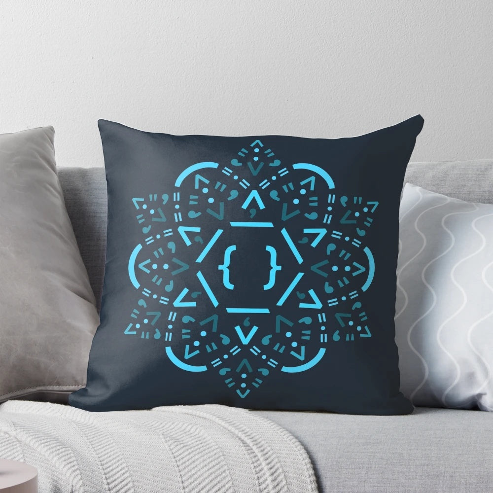 React framework mandala pattern pillow for coders and developers