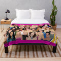 Real Housewives inspired plush blanket with montage of RHONY, RHOBH, RHOA, RHONJ, RHOP, RHOC, RHOD, and VPR characters
