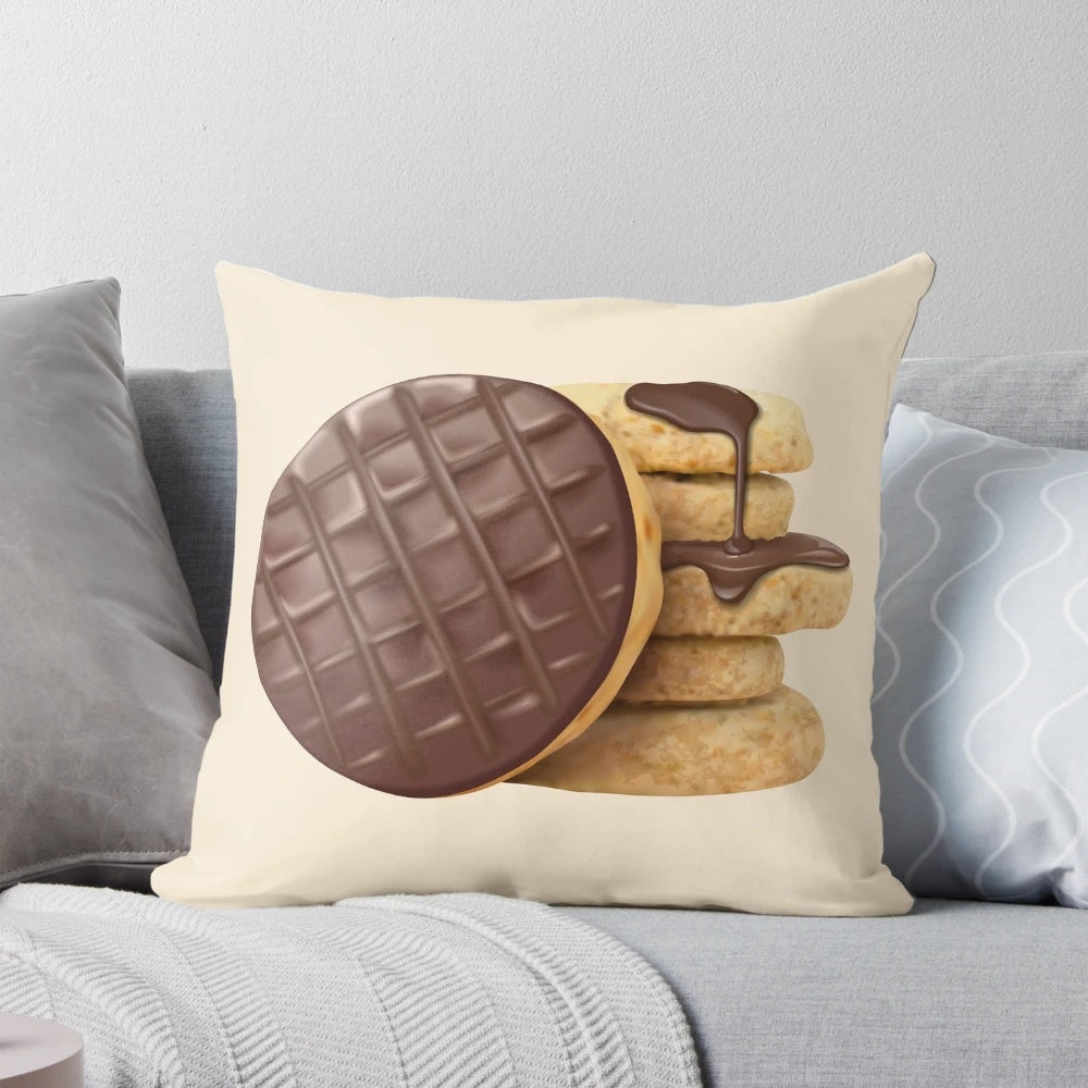 Realistic 3D pillow in the shape of milk chocolate digestive biscuits from the UK brand McVities