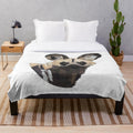 Realistic African wild dog plush blanket with geometric print design