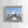 Realistic Airbus A380 plane image printed on a soft, plush pillow.