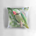 Colorful Alexandrine Parrot Throw Pillow featuring a realistic bird design