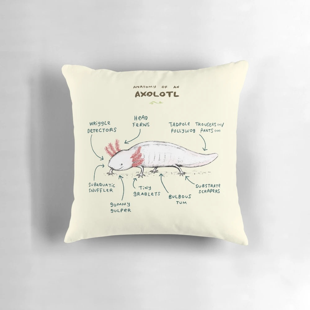 Detailed Axolotl Pillow featuring the Anatomy of this Unique Amphibian