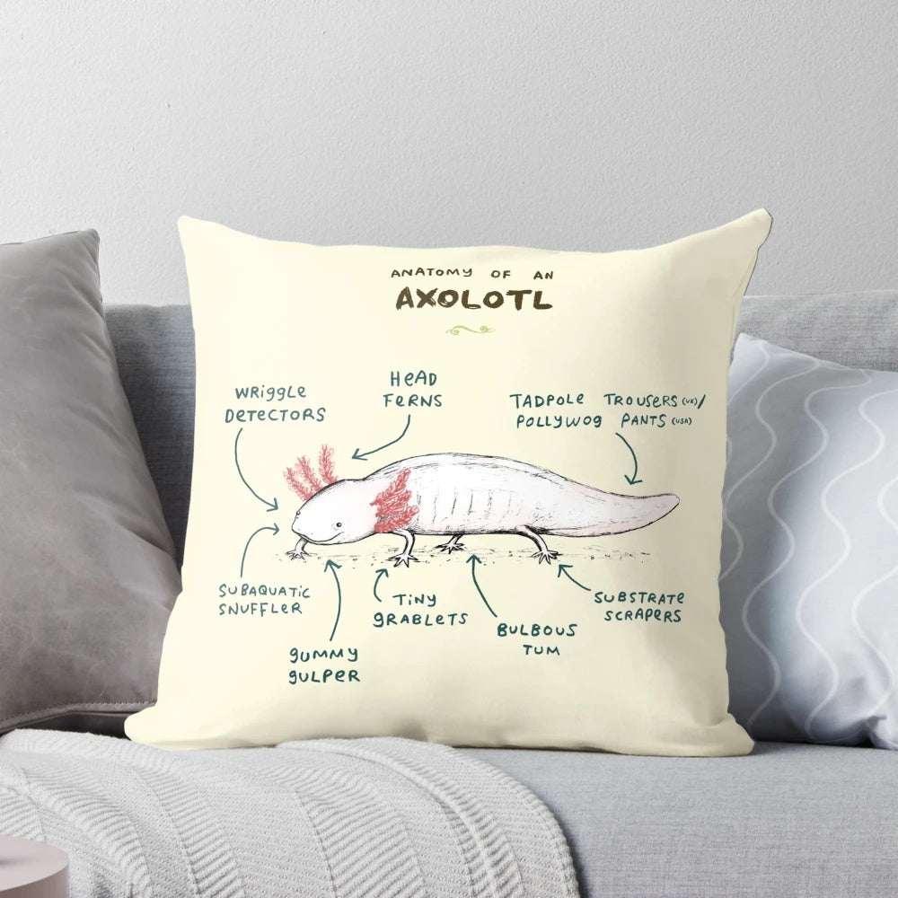 Detailed Axolotl Pillow featuring the Anatomy of this Unique Amphibian