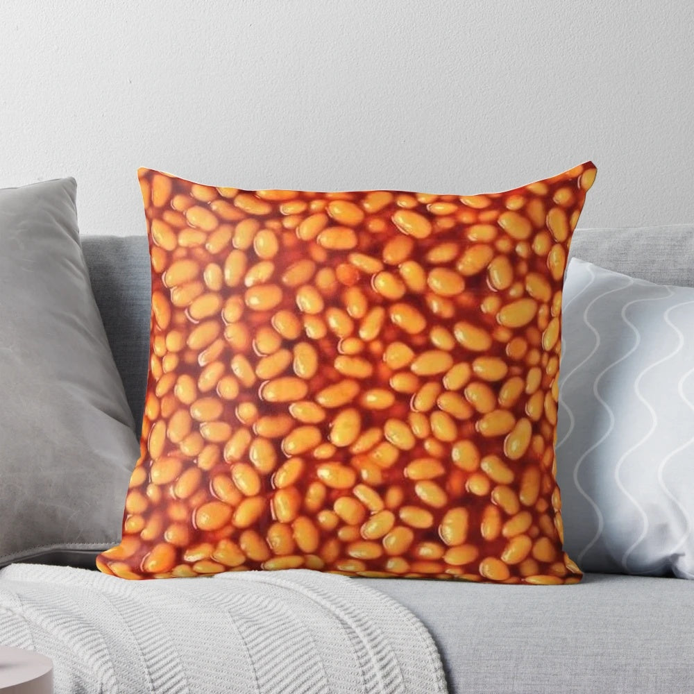 Cozy baked beans plush pillow for home, office, or dorm