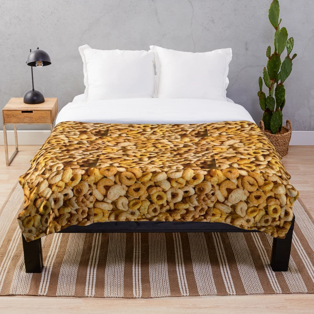 Realistic Cheerios plush blanket with a cheerful, comfortable design