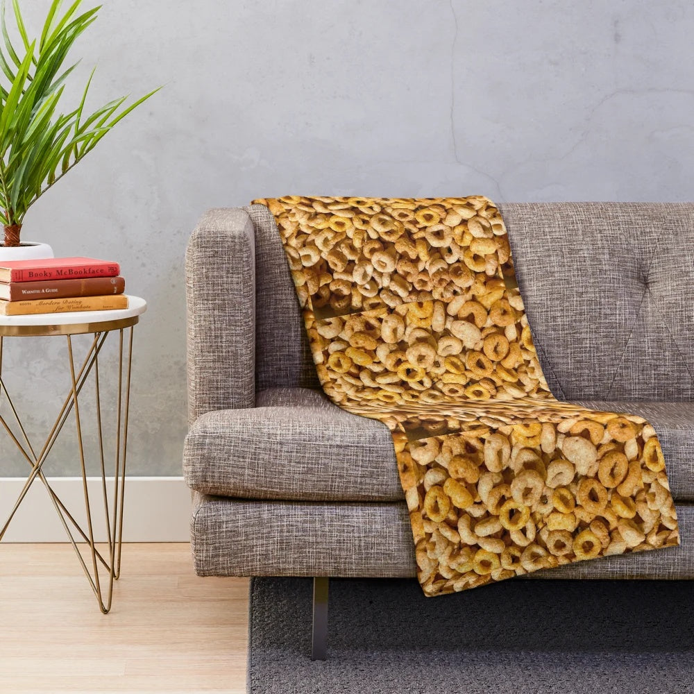 Realistic Cheerios plush blanket with a cheerful, comfortable design