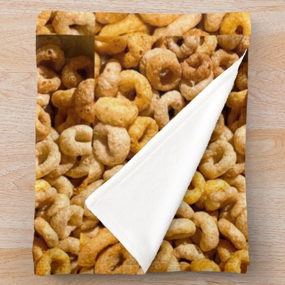 Realistic Cheerios plush blanket with a cheerful, comfortable design