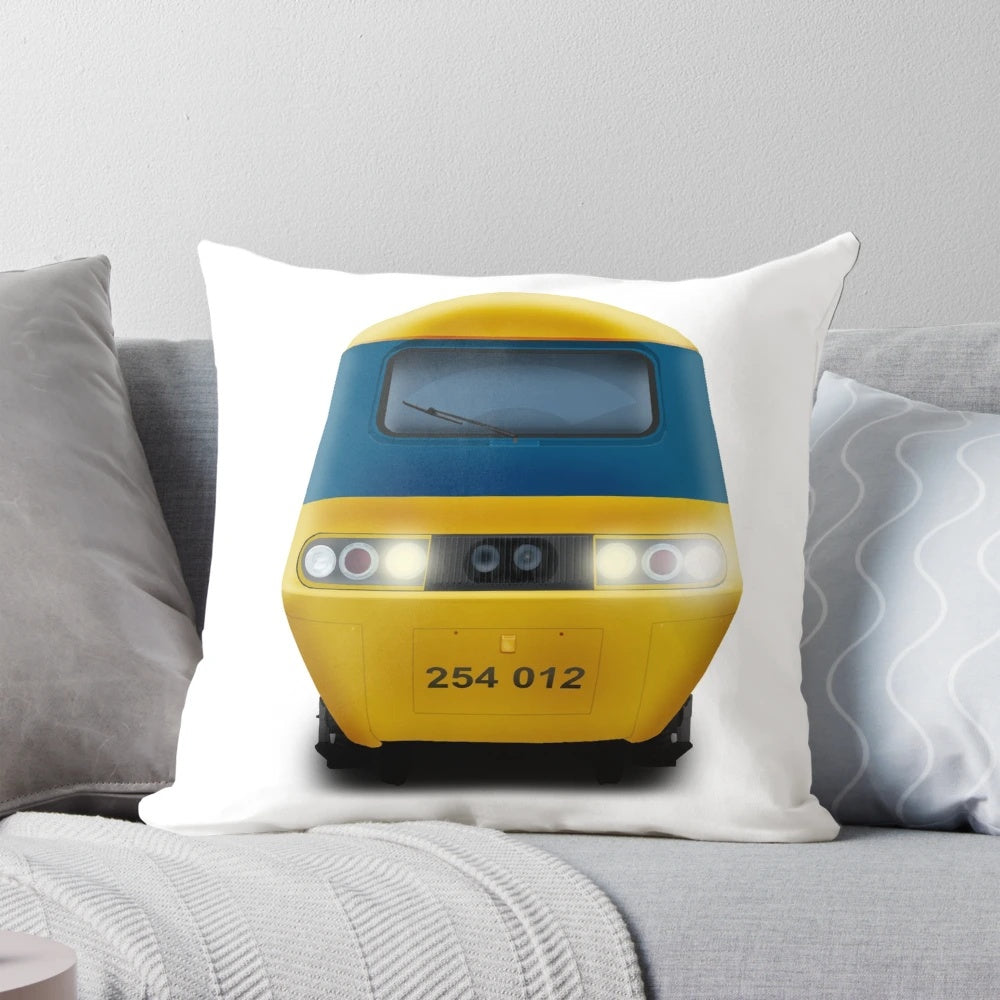 Detailed Class 43 HST (Intercity 125) train pillow, perfect for railfans and train enthusiasts