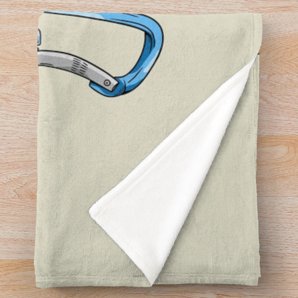 Plush blanket with realistic climbing gear design for climbers