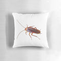 Realistic illustration of a cockroach, a unique and quirky pillow design for nature and insect art lovers