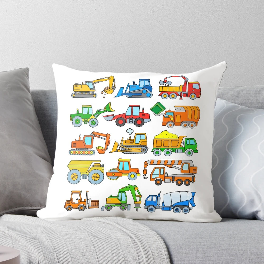 Realistic construction vehicles excavator plush pillow for kids