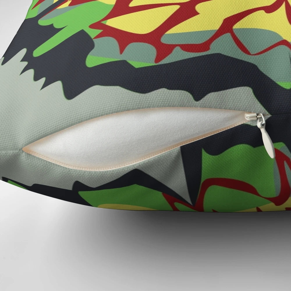 Soft, plush pillow featuring a realistic graphic design of the Dilophosaurus dinosaur from the Jurassic Park franchise.