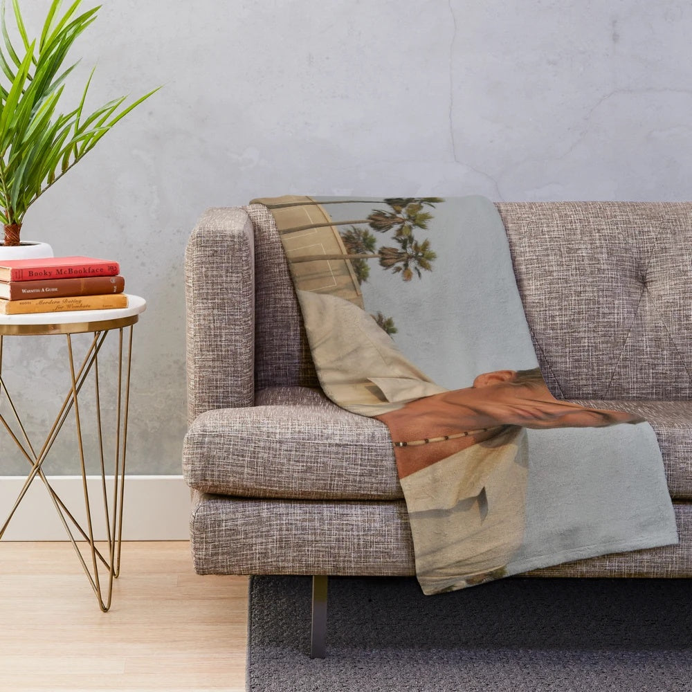 Dolph Lundgren Plush Blanket featuring a realistic illustration of the famous action star