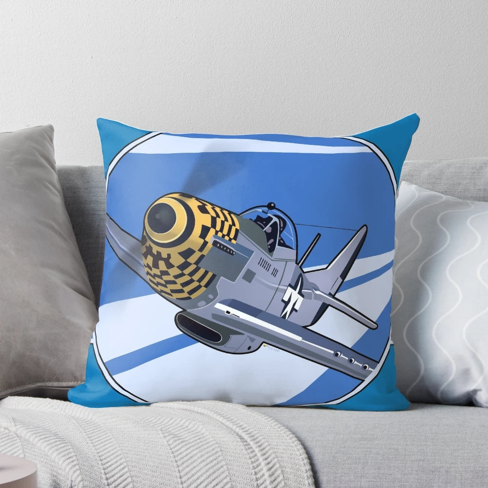 Detailed fighter plane pillow featuring realistic design and engine elements