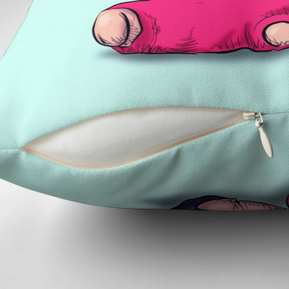 A soft, plush pillow designed for first aid and CPR training, featuring a humorous face and Dwight Schrute-inspired design.