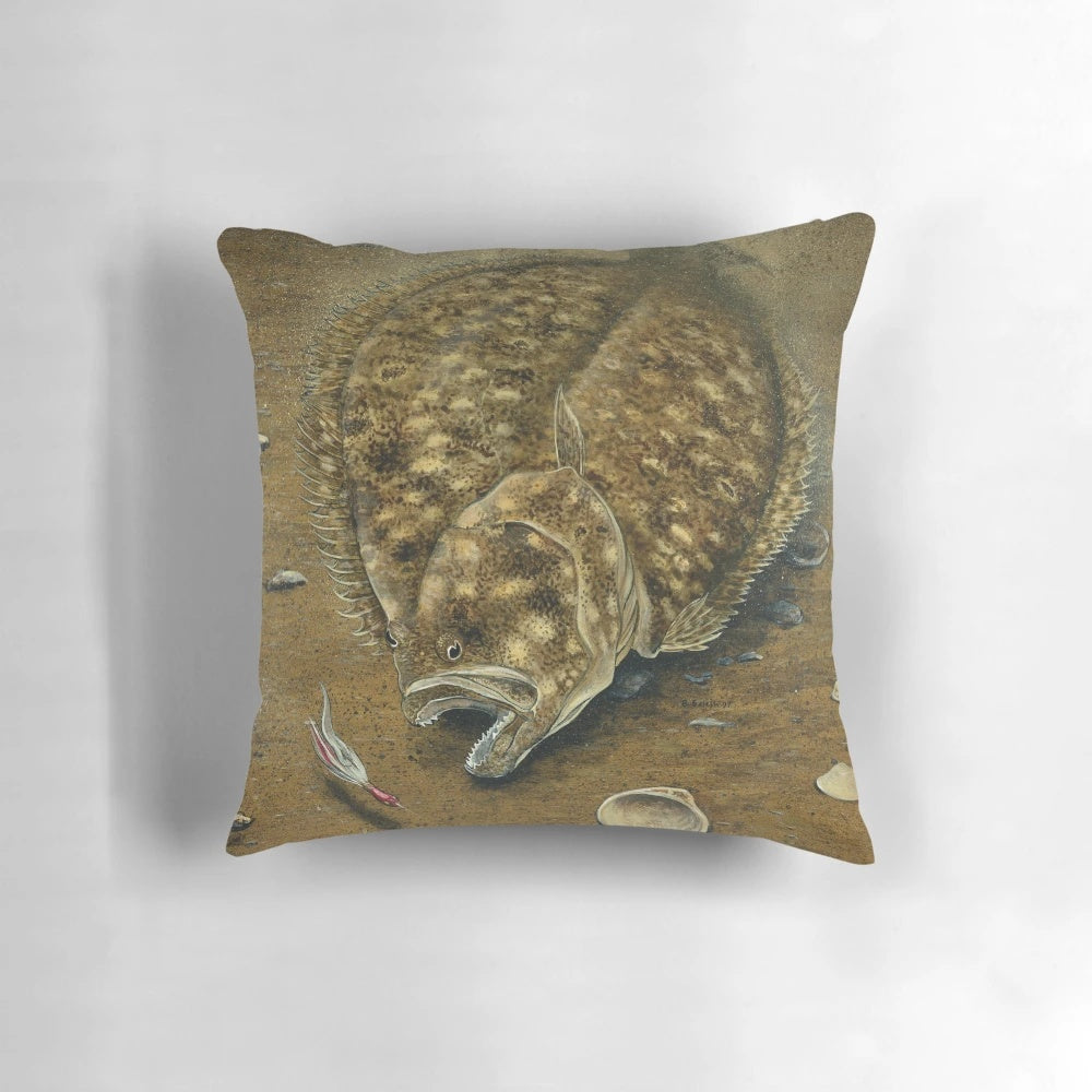 Soft and plush Bucktail Flounder Fishing Pillow for coastal home decor