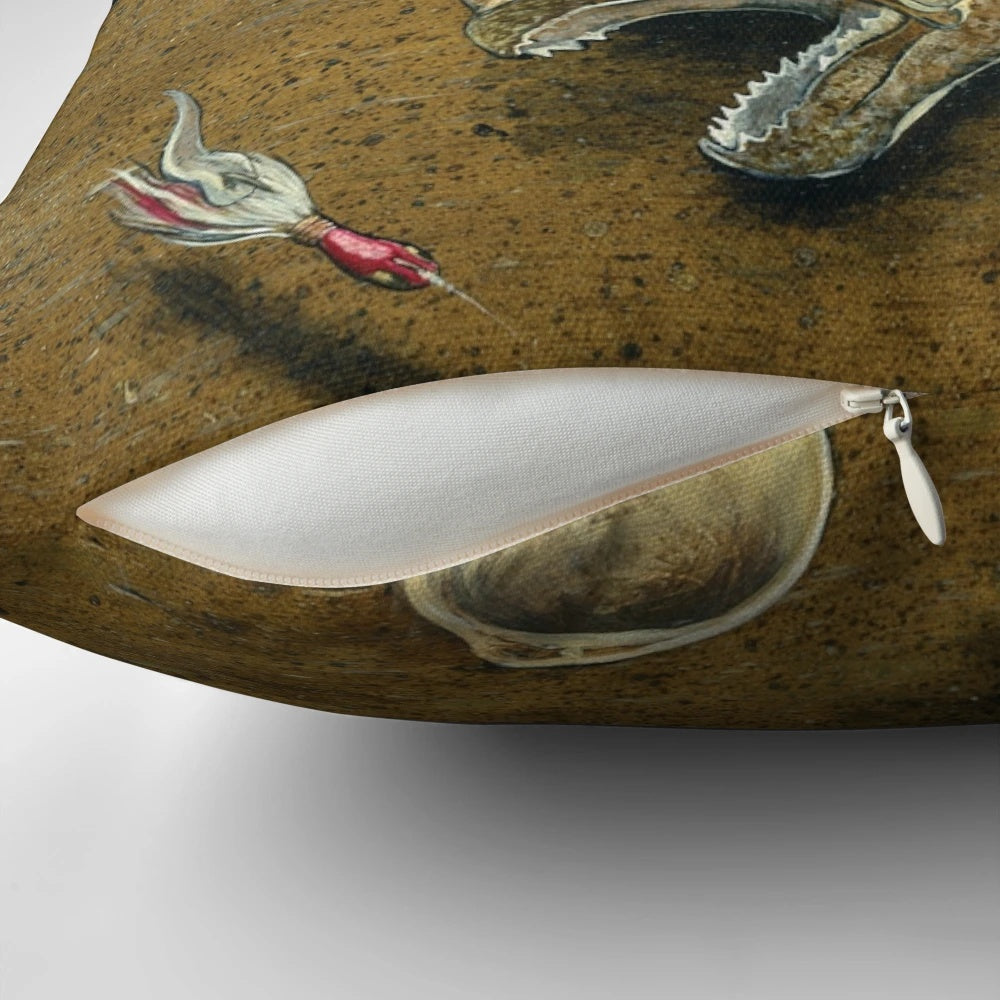 Soft and plush Bucktail Flounder Fishing Pillow for coastal home decor