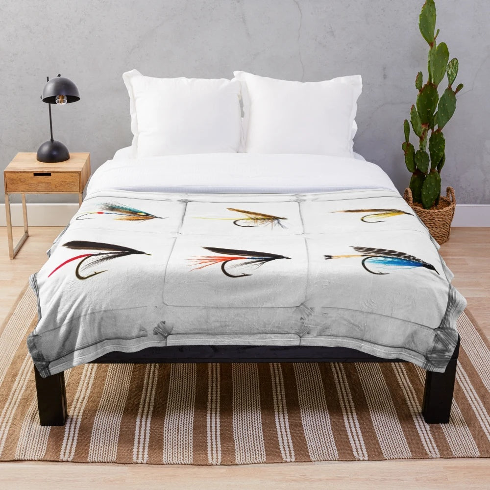 Fly fishing lure plush blanket