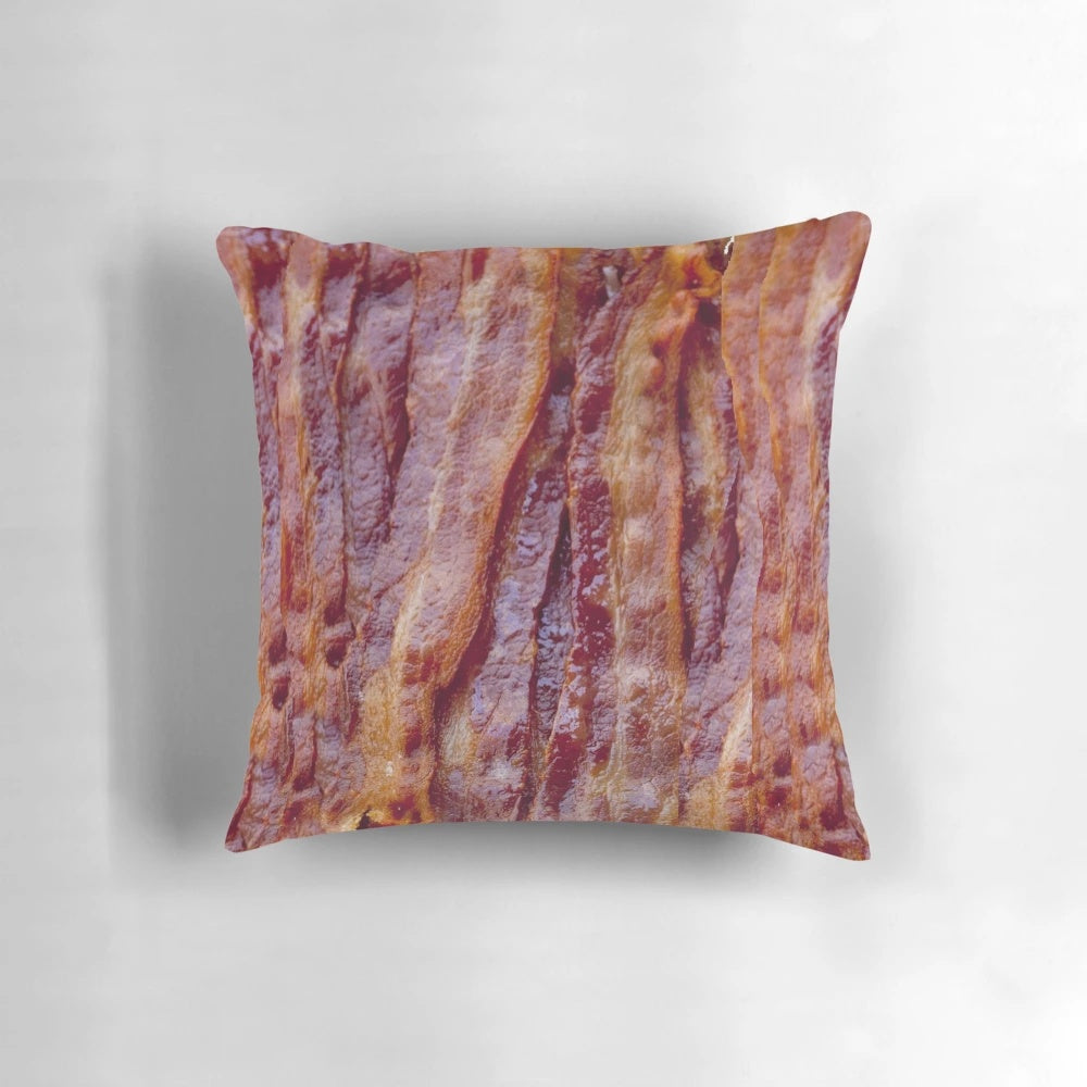 Fried bacon decorative pillow with realistic details