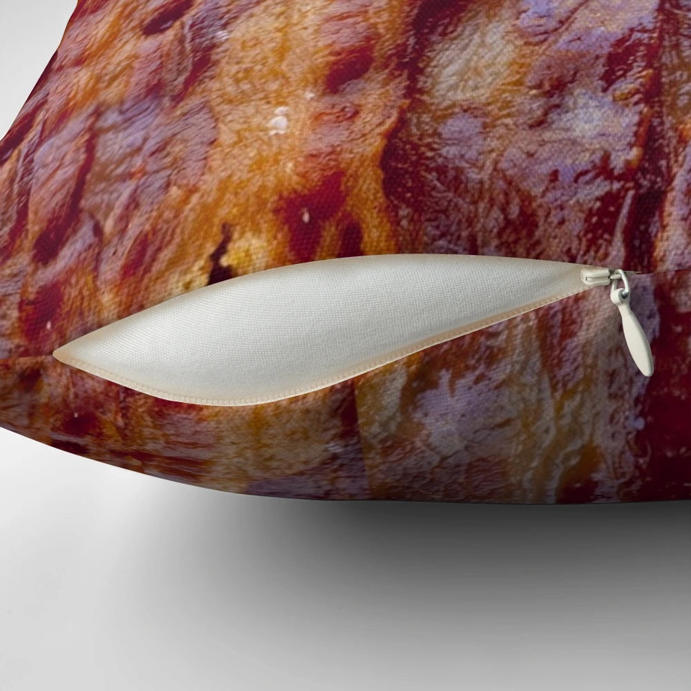 Fried bacon decorative pillow with realistic details