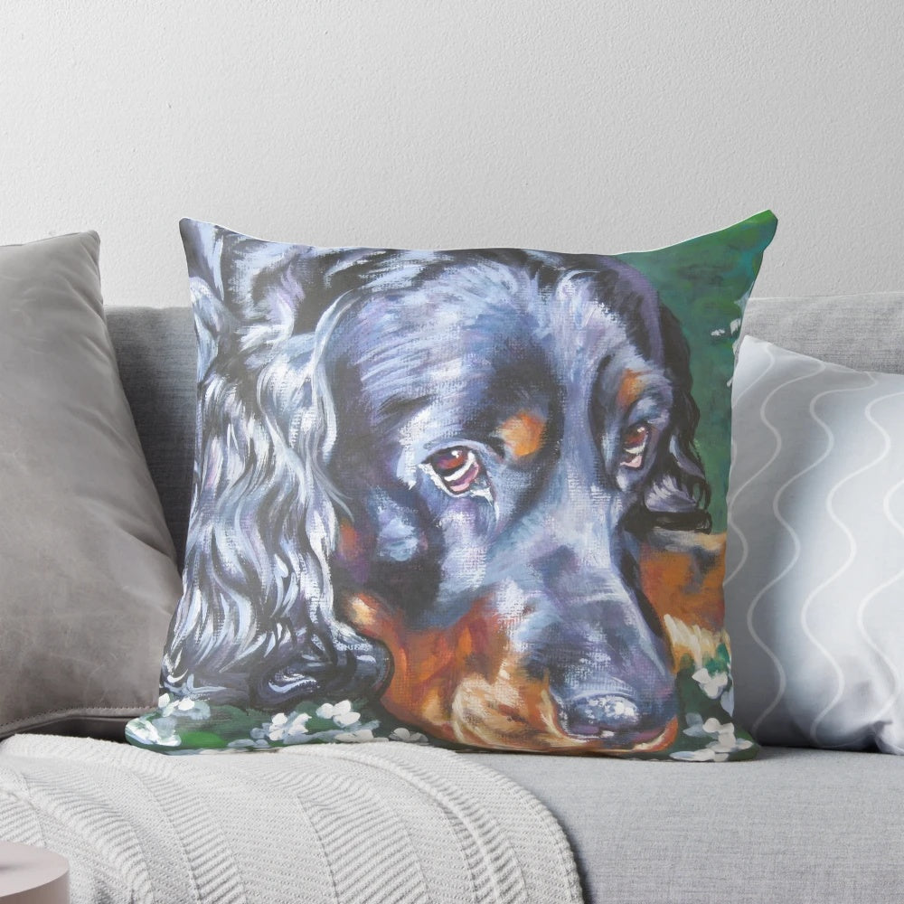 Realistic painting of a beautiful gordon setter dog