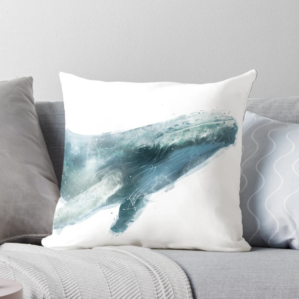 Detailed image of a humpback whale decorative pillow