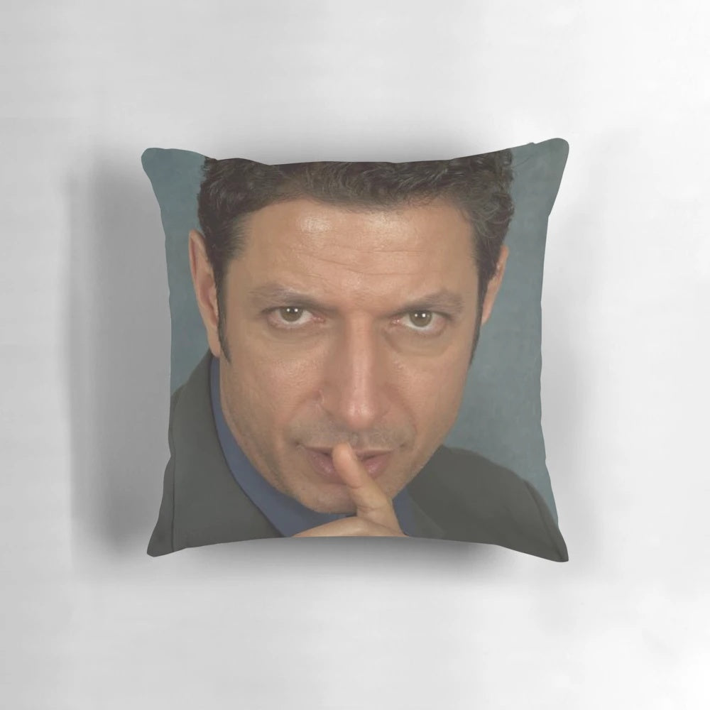 High-definition Jeff Goldblum throw pillow with realistic image