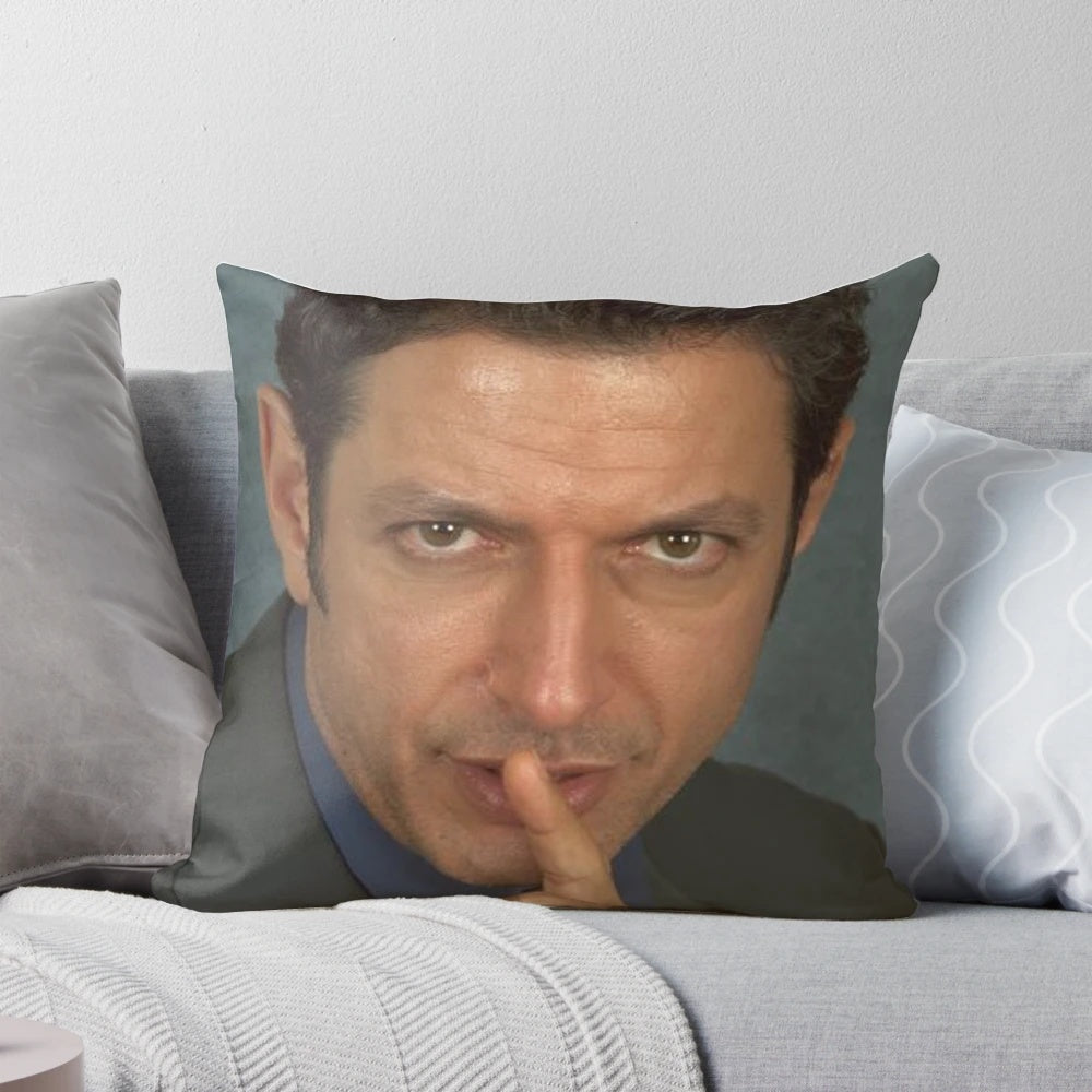 High-definition Jeff Goldblum throw pillow with realistic image
