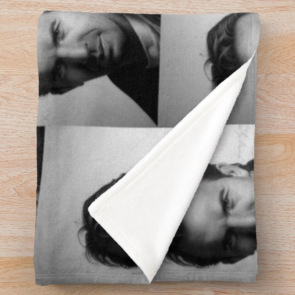 Realistic portrait of actor Kevin Costner on a plush blanket