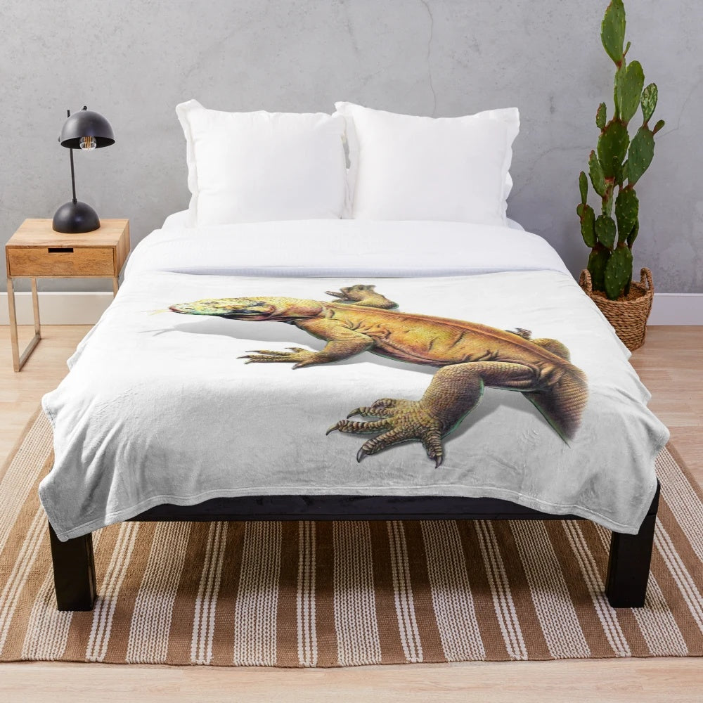Realistic komodo dragon plush blanket