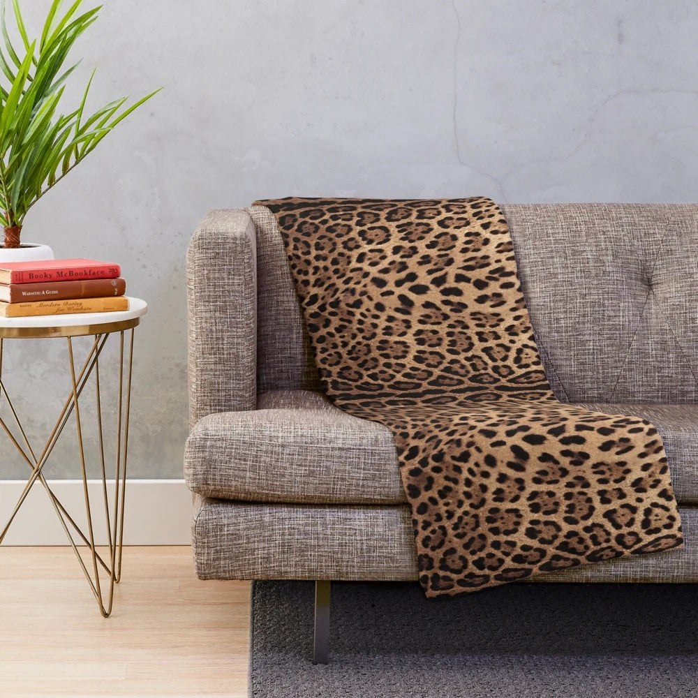 Realistic leopard print plush blanket