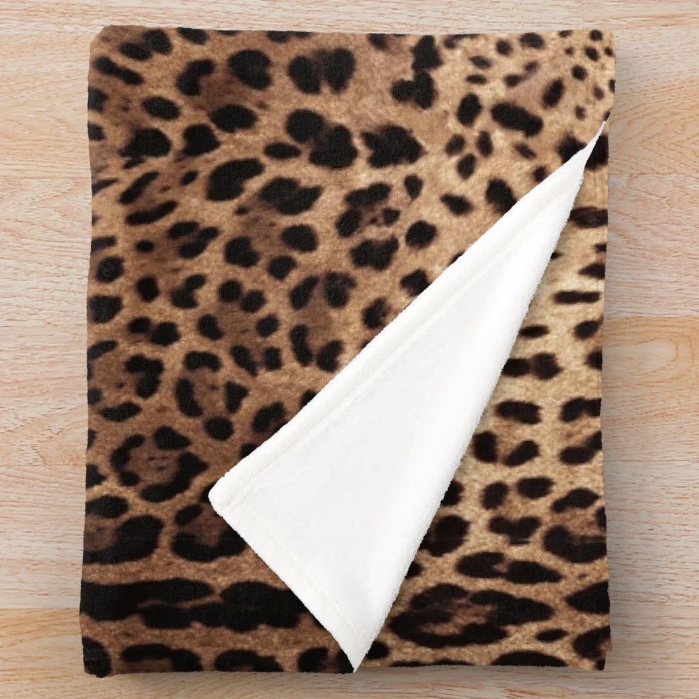 Realistic leopard print plush blanket