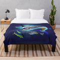 Mahi mahi and marlin plush blanket with detailed realistic marine life design