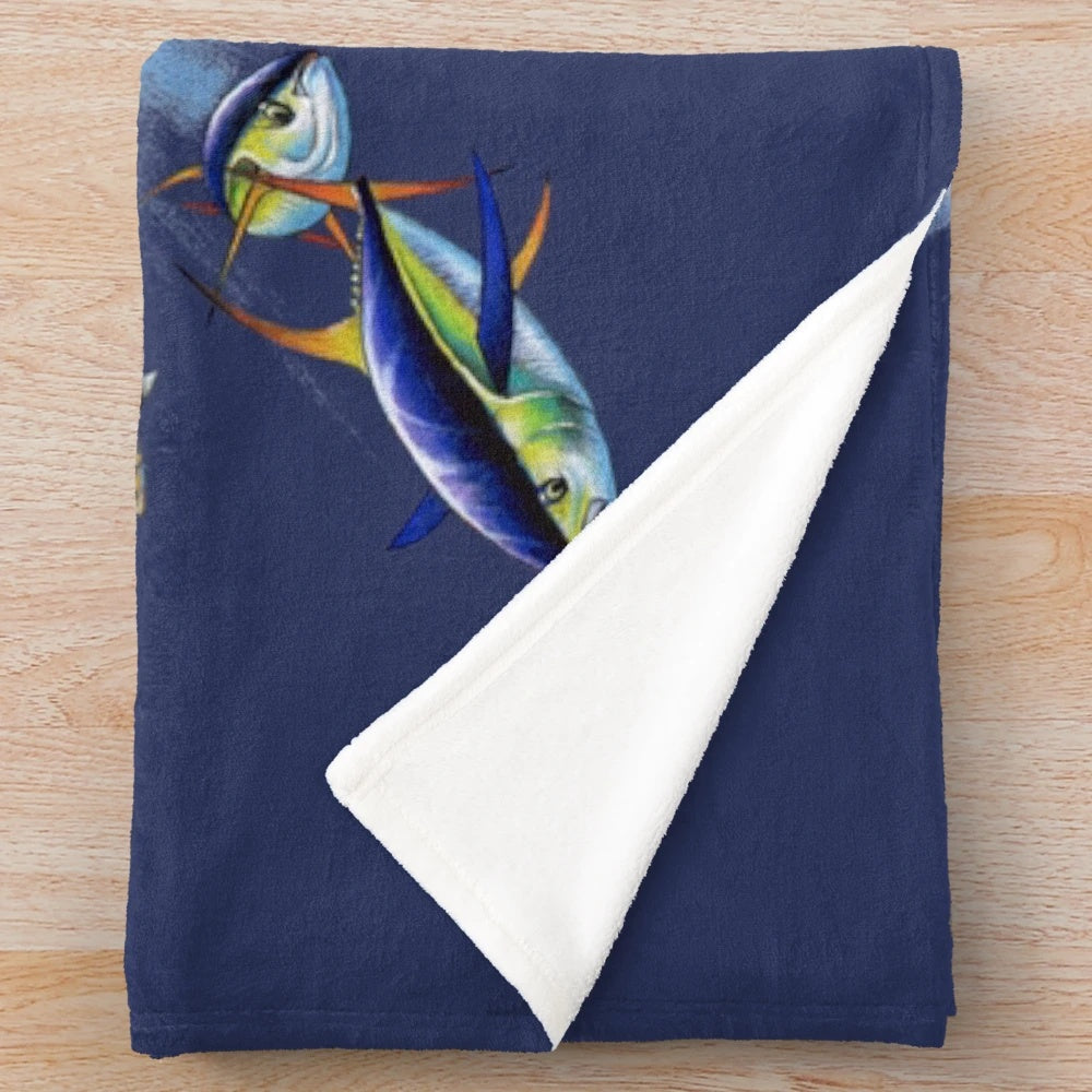 Mahi-Mahi plush blanket with realistic marine animal design
