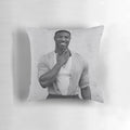 Lifelike image of actor Michael B. Jordan printed on a high-quality pillow