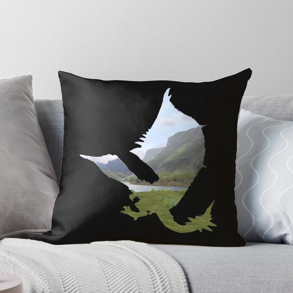 Photo of a Monster Hunter Rathalos-inspired plush pillow, a realistic wyvern-style dragon design for gamers.