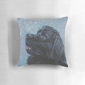 A beautiful, realistic portrait of a Newfoundland dog painted by L.A. Shepard, printed on a high-quality pillow for home decor.